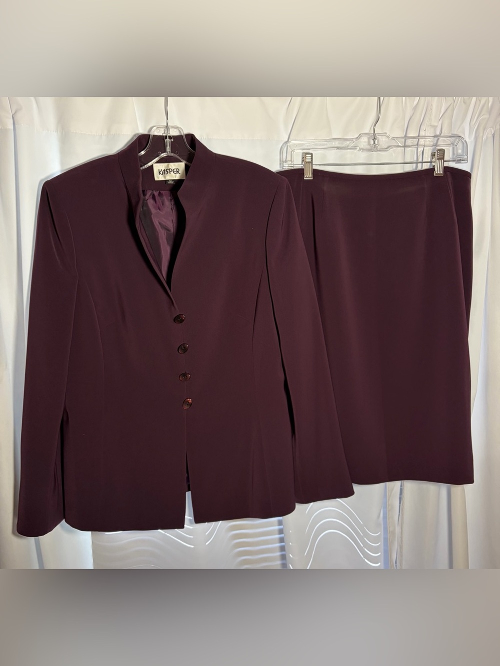 KASPER Burgandy 2 Piece Suit Set- Blazer and Skirt size 12